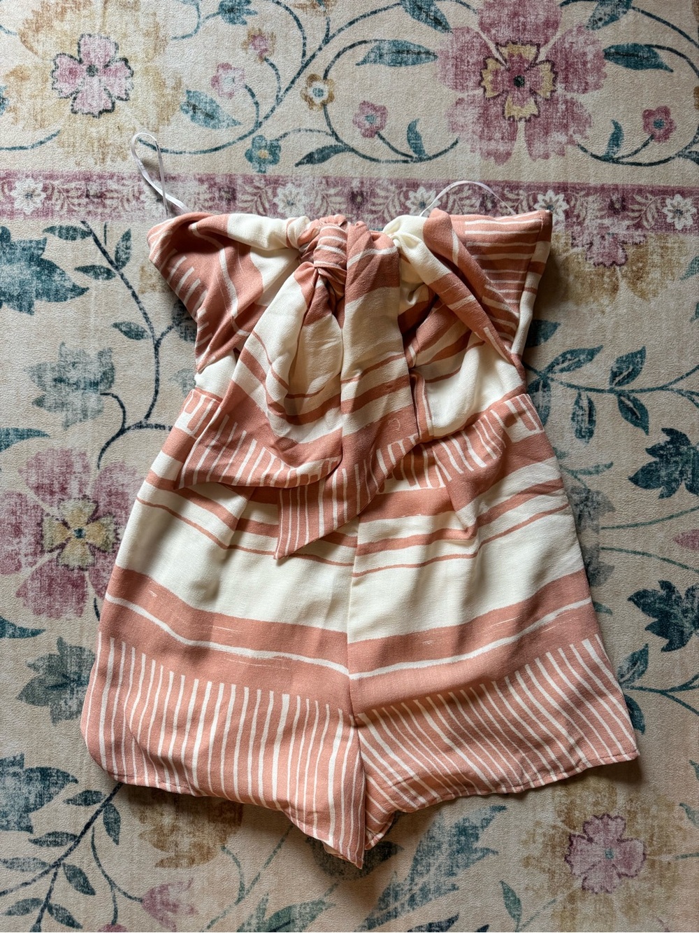 Lulu's Peach & Cream Striped Strapless Romper